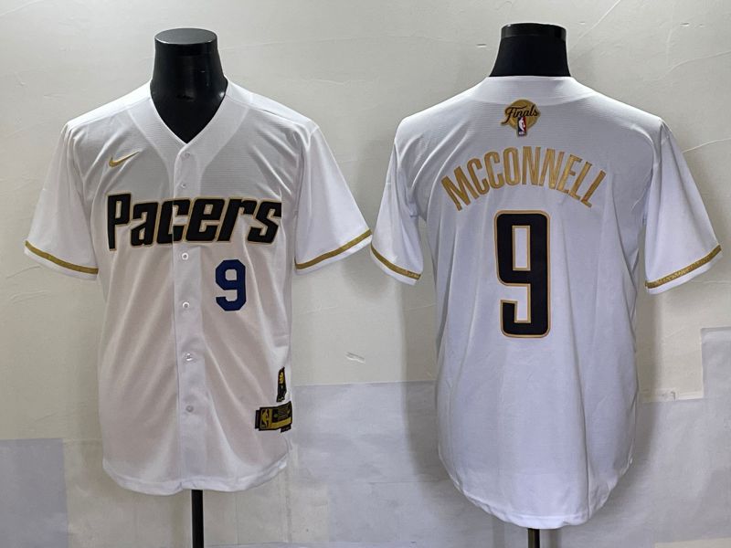 Men 2025 Indiana Pacers #9 Mcconnell White Joint Name NBA Jersey style 4